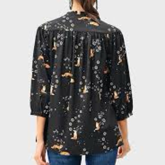[L]WAYWARD FANCIES Pintuck Pleat Fox Floral Print Crepe Tunic - Picture 3 of 9